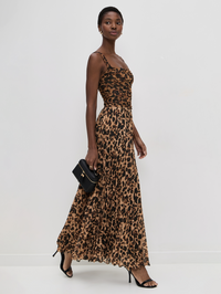 Torin Pleated Leopard Maxi Skirt by L'AGENCE - View 2