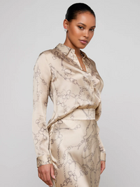 Tyler Silk Blouse in Soft Macadamia by L'AGENCE - View 6
