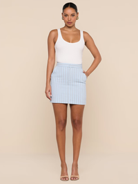 L'AGENCE Vera Pinstriped Mini Skirt in LIGHT BLUE/SIENNA PINSTRIPE – Image 5