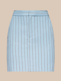 L'AGENCE Vera Pinstriped Mini Skirt in LIGHT BLUE/SIENNA PINSTRIPE – Image 6