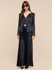 L'AGENCE Vespera Suspender Maxi Skirt in Black Pinstripe – Image 2