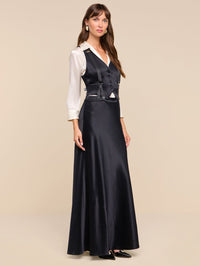 L'AGENCE Vespera Suspender Maxi Skirt in Black Pinstripe – Image 3