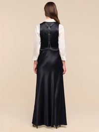 L'AGENCE Vespera Suspender Maxi Skirt in Black Pinstripe – Image 4