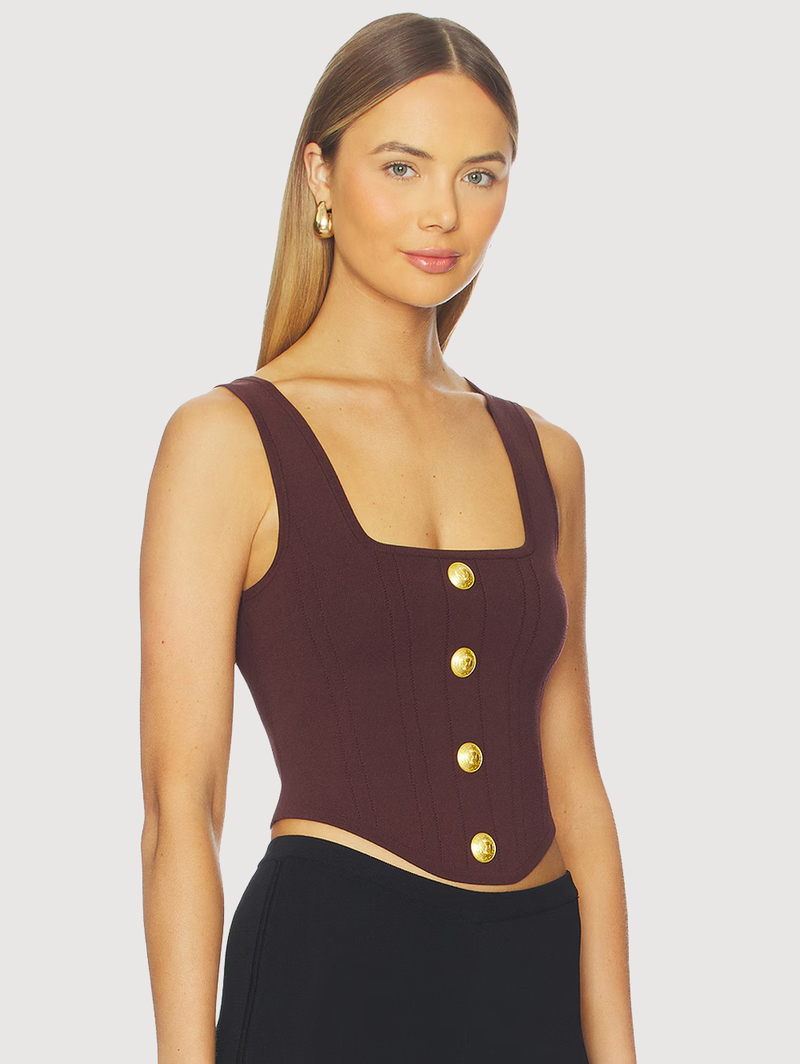 Saga Knit Top in Chocolate