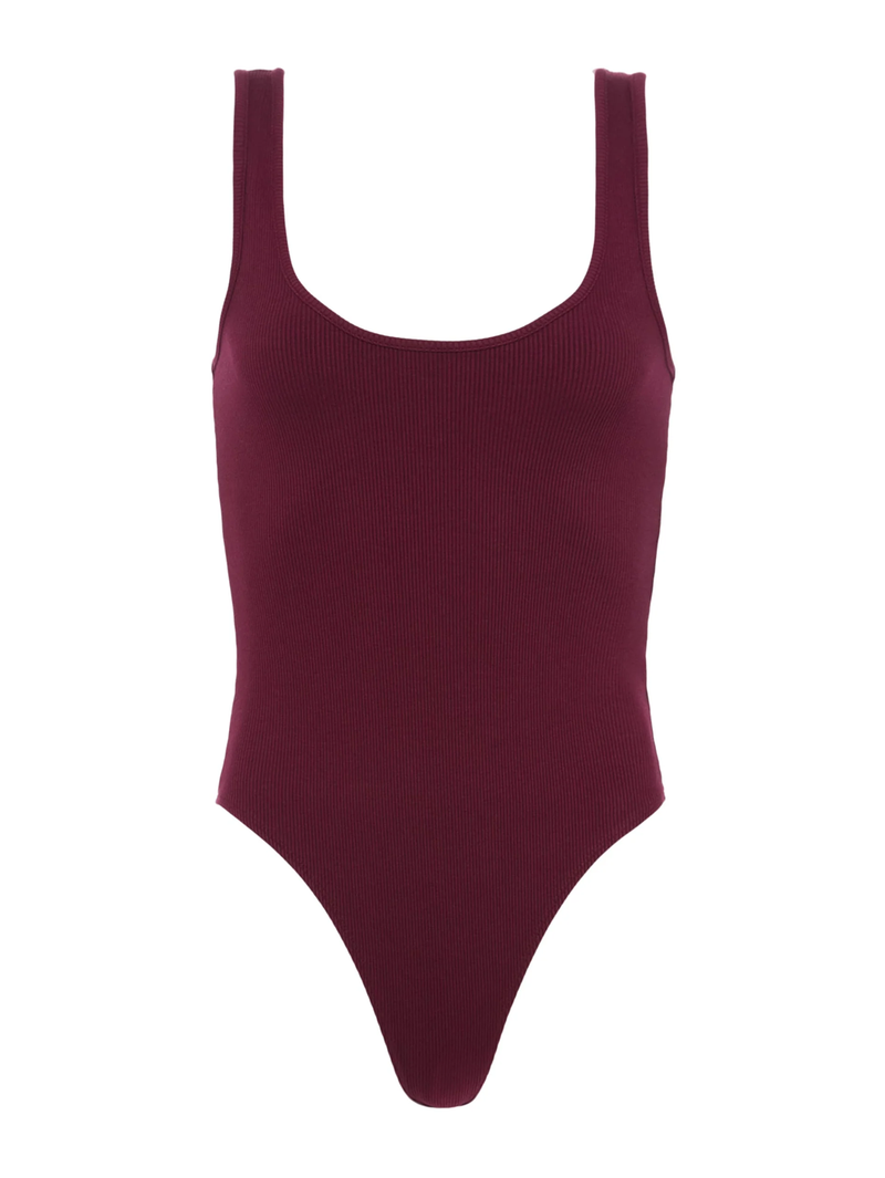 Nica Scoopneck Bodysuit in Dark Port