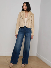 Davy Faux Fur Jacket in Latte Striped Fur