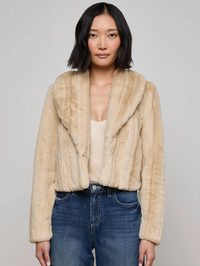 Davy Faux Fur Jacket in Latte Striped Fur