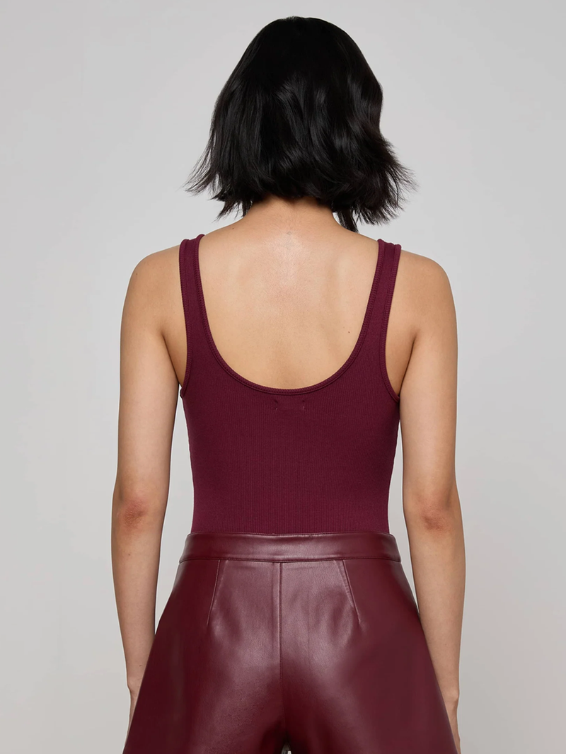 Nica Scoopneck Bodysuit in Dark Port
