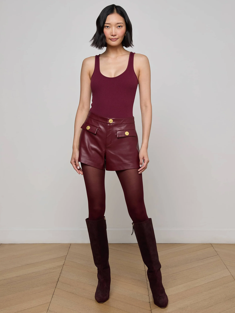 Nica Scoopneck Bodysuit in Dark Port