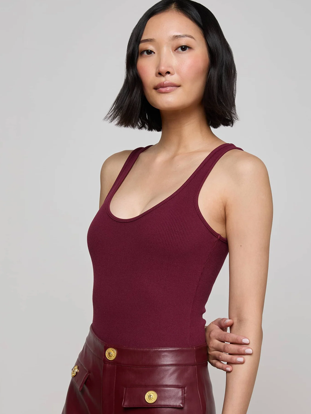 Nica Scoopneck Bodysuit in Dark Port
