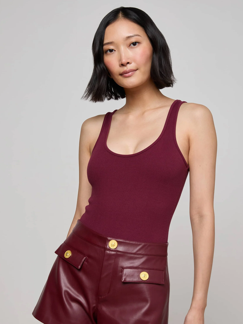 Nica Scoopneck Bodysuit in Dark Port