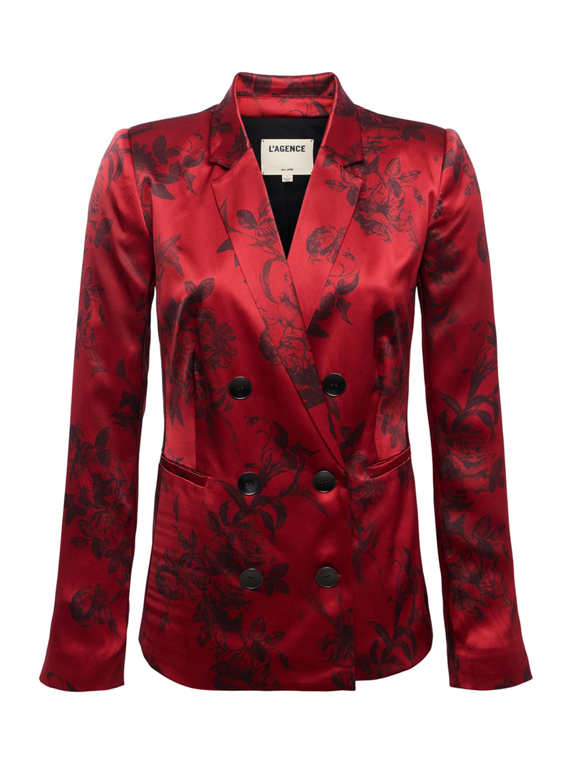 Burgundy Painterly Floral Colin Silk Blazer
