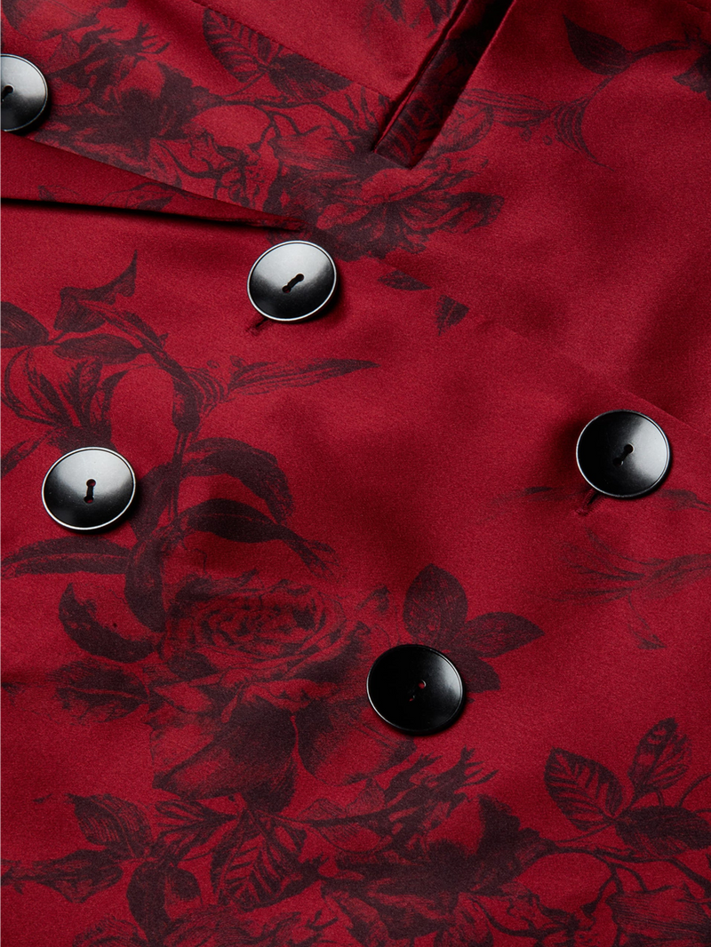 Burgundy Painterly Floral Colin Silk Blazer