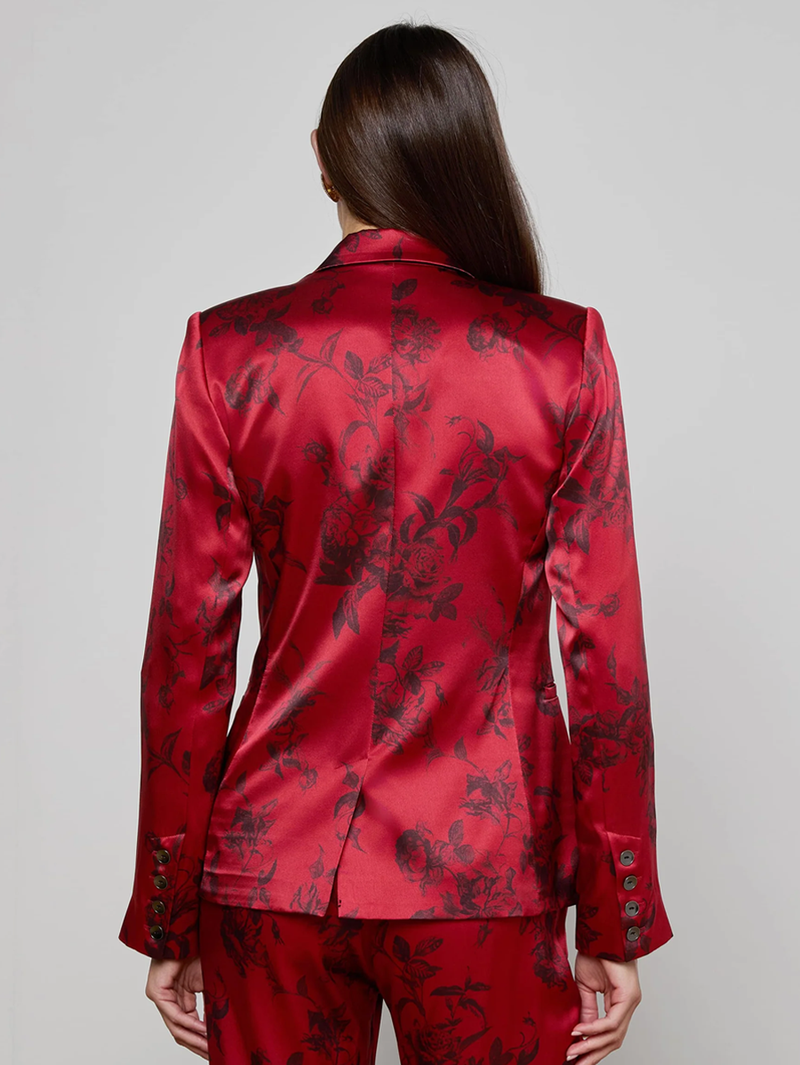 Burgundy Painterly Floral Colin Silk Blazer