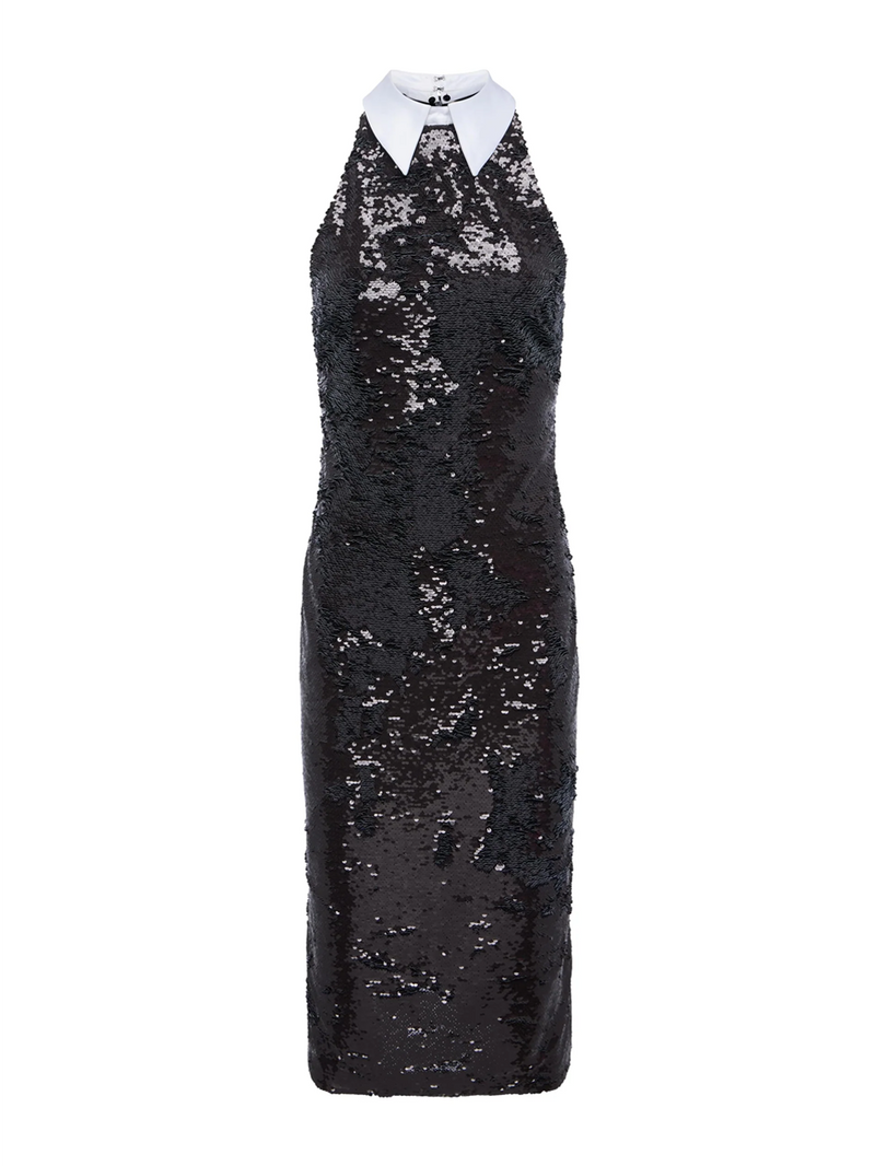 Lilith Sequin Collared Midi Dress