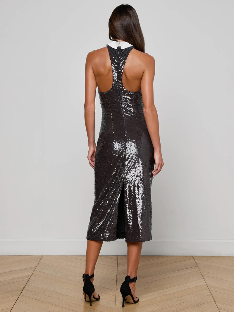 Lilith Sequin Collared Midi Dress