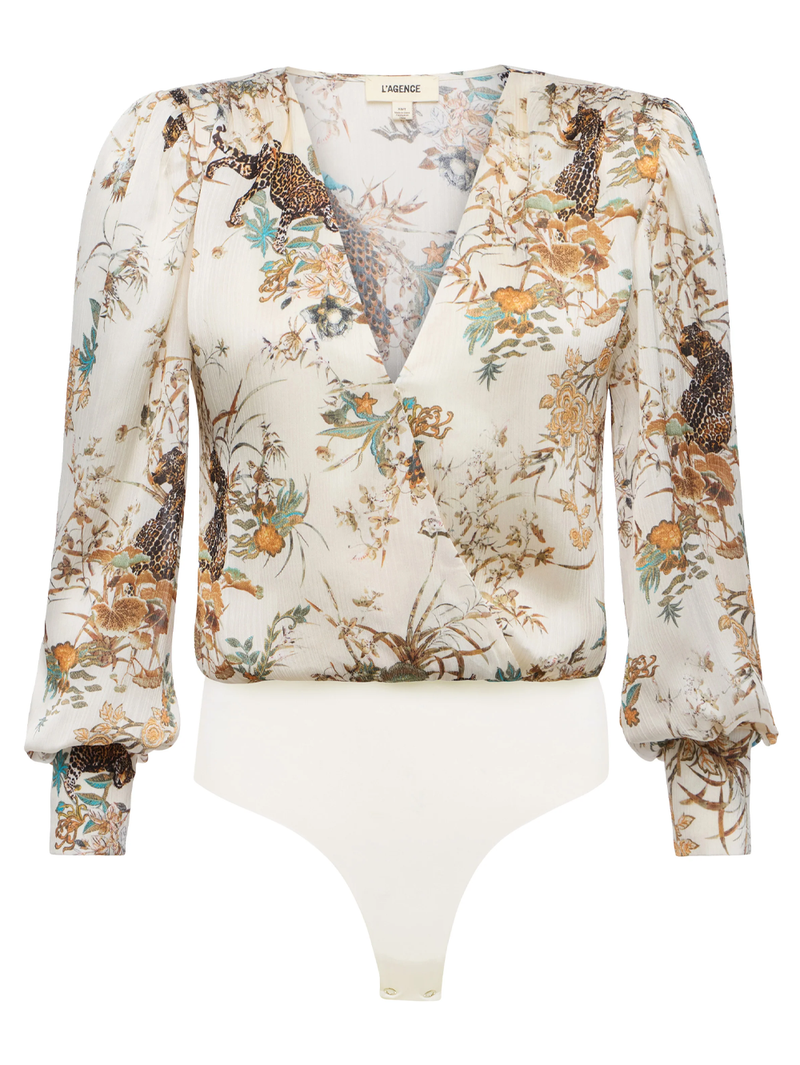 Kyoto Satin Bodysuit in Tapestry Jungle Print