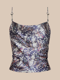 Calista Cowl Satin Camisole in Multi Wing Butterfly