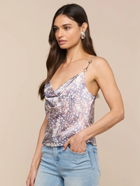 Calista Cowl Satin Camisole in Multi Wing Butterfly