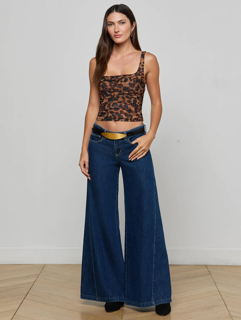 Rasha Shirred Mesh Leopard Tank