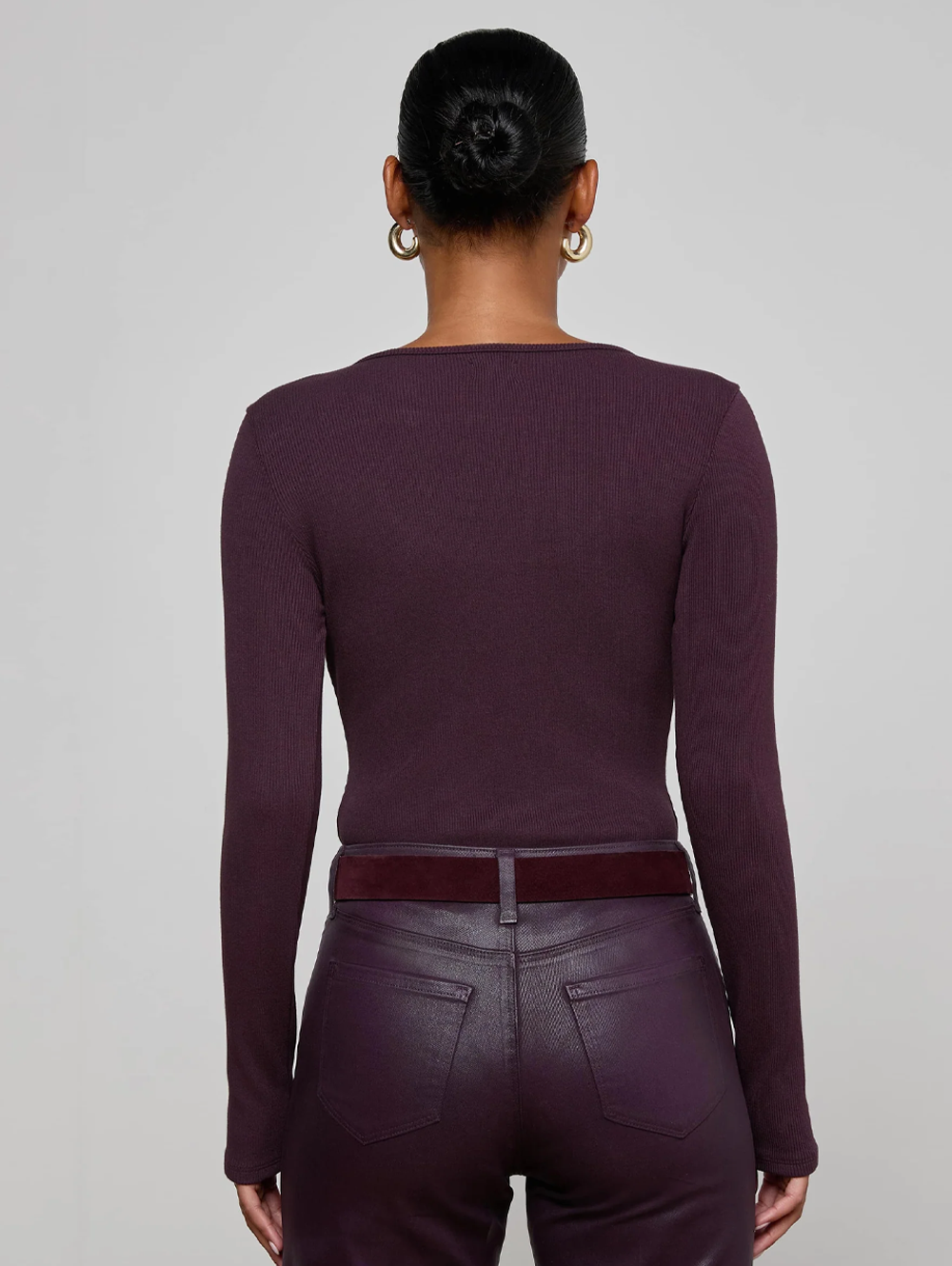 Elara Scoopneck Bodysuit in Dark Malbec