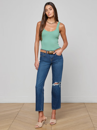 Nica Scoopneck Bodysuit in Malachite