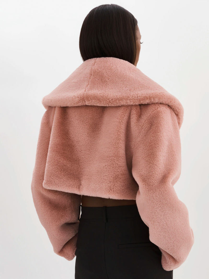 Danika Faux Fur Jacket in Smokey Pink