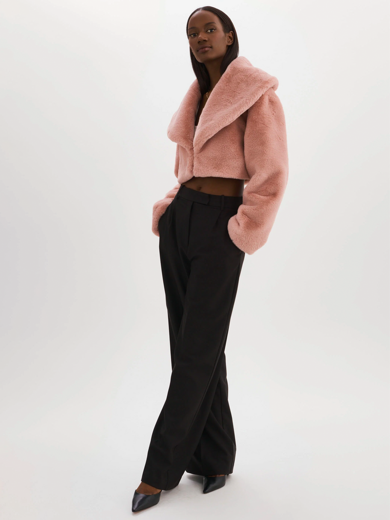 Danika Faux Fur Jacket in Smokey Pink