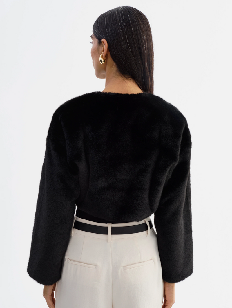 Rowdie Faux Fur Jacket in Black