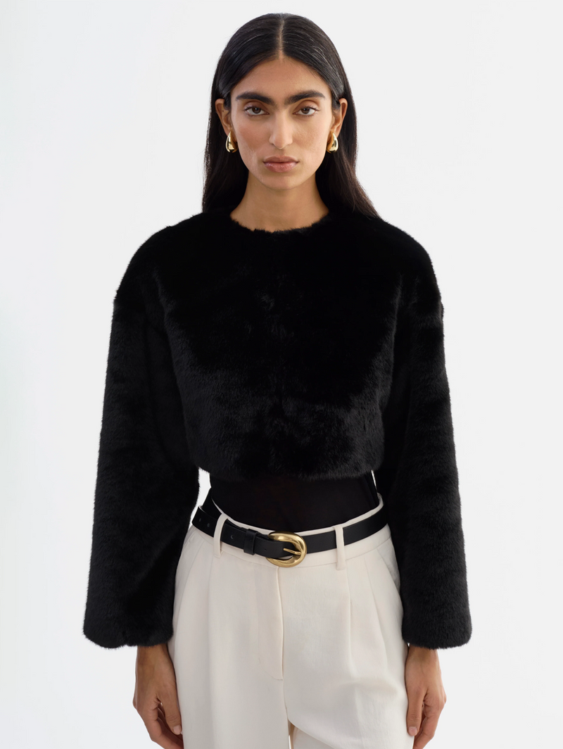 Rowdie Faux Fur Jacket in Black