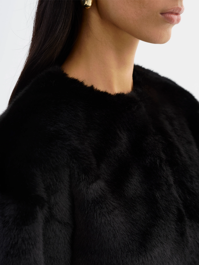 Rowdie Faux Fur Jacket in Black