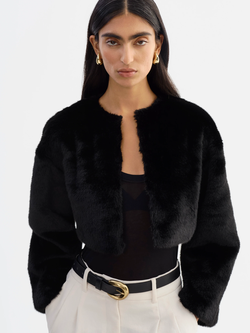 Rowdie Faux Fur Jacket in Black