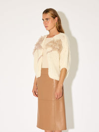 MAIAMI Palm Cardigan In Creme in CREME – Image 3