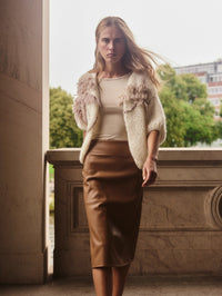 MAIAMI Palm Cardigan In Creme in CREME – Image 4
