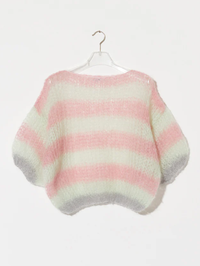 Mohair Stripes Light Puffy Sleeves Top
