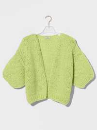 Alpaca Short Sleeve Bomber Cardigan in Lime