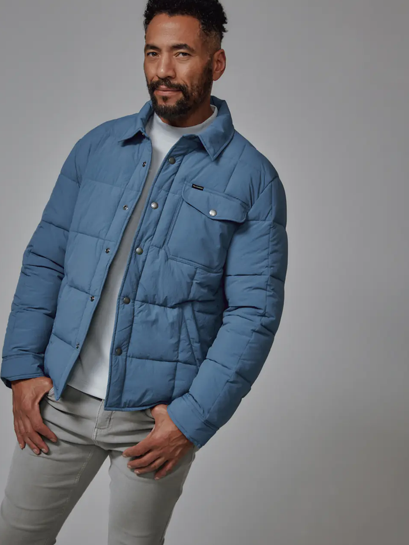 Cube Quilted Jacket in Dusty Blue