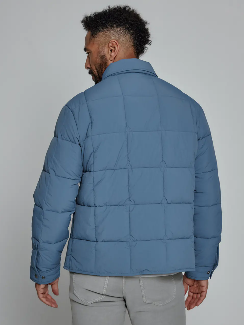 Cube Quilted Jacket in Dusty Blue