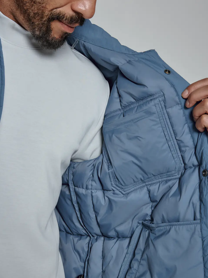 Cube Quilted Jacket in Dusty Blue