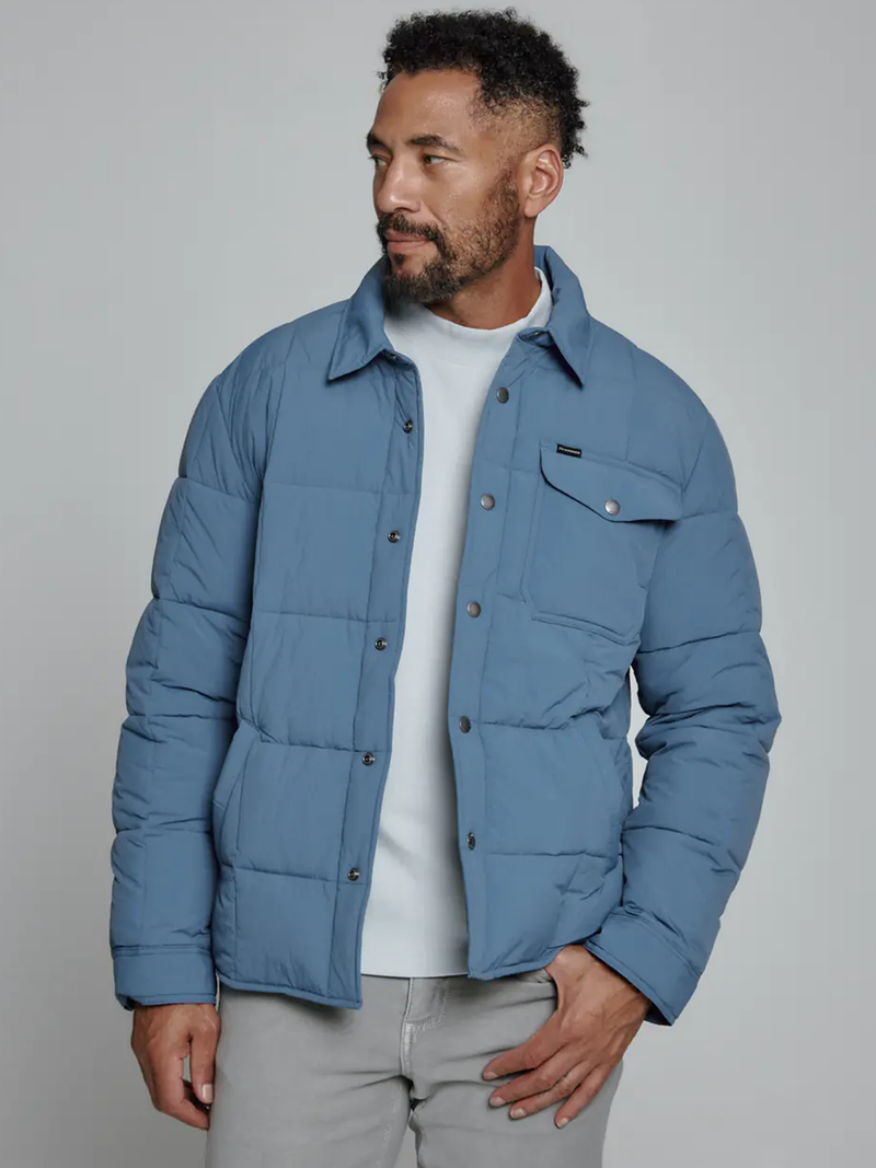 Cube Quilted Jacket in Dusty Blue