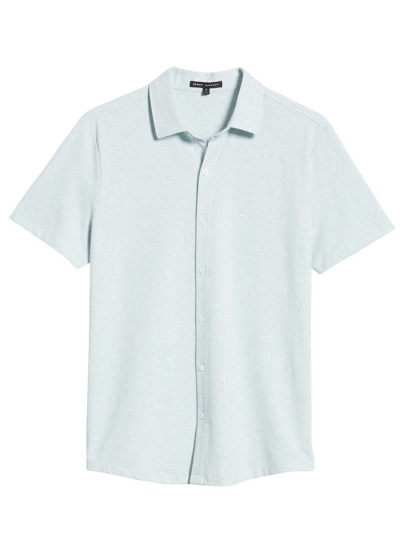 Keyes Short Sleeve Knit Button-Up Shirt