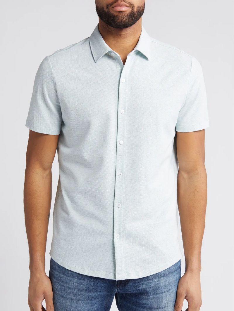 Keyes Short Sleeve Knit Button-Up Shirt