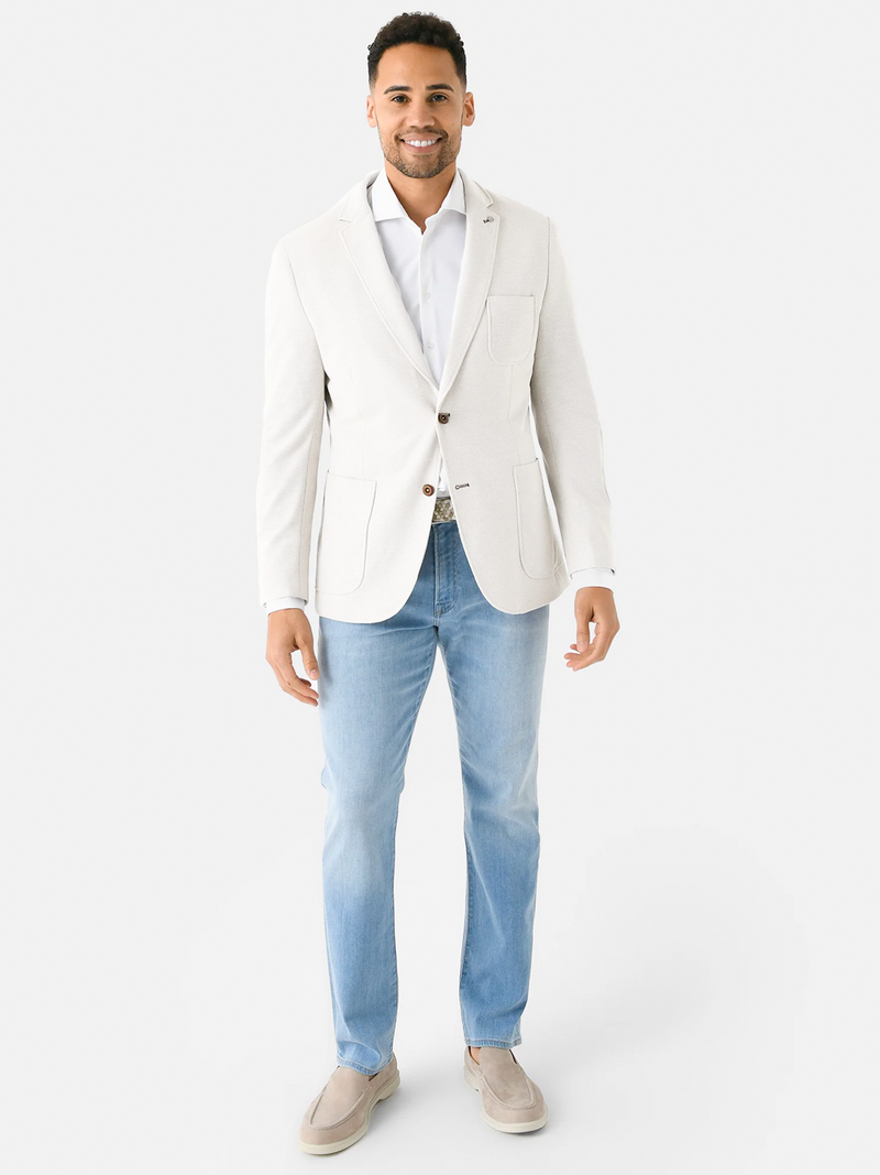 Waffle Knit Core Blazer in White