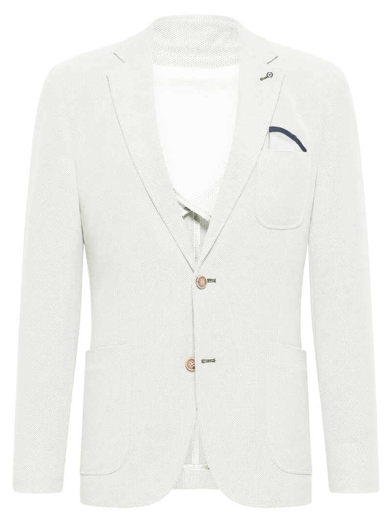 Waffle Knit Core Blazer in White