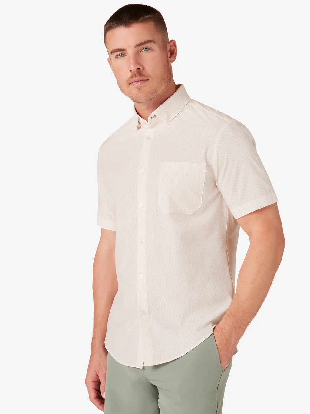 Leeward Short Sleeve in Peach Triangle Geo