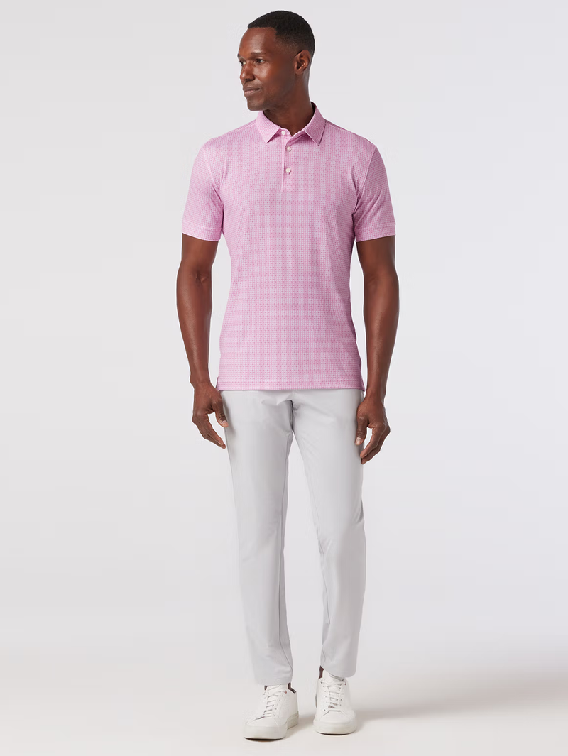 Versa Short Sleeve Polo in Rose Circle Geo