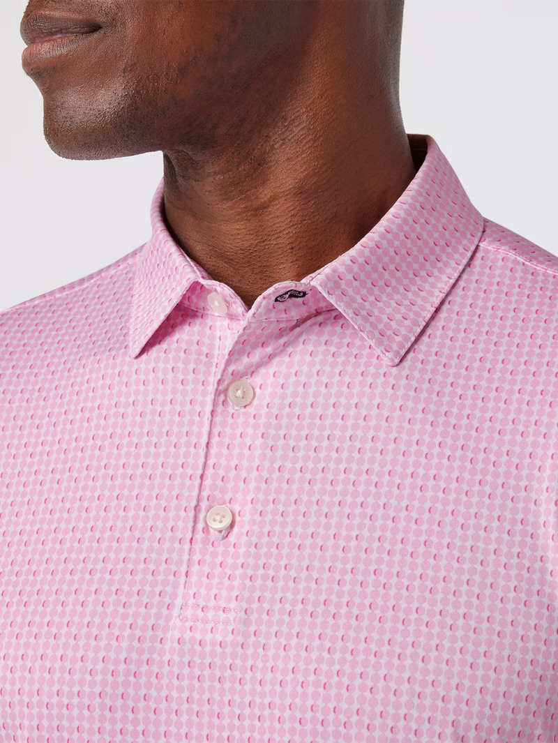 Versa Short Sleeve Polo in Rose Circle Geo