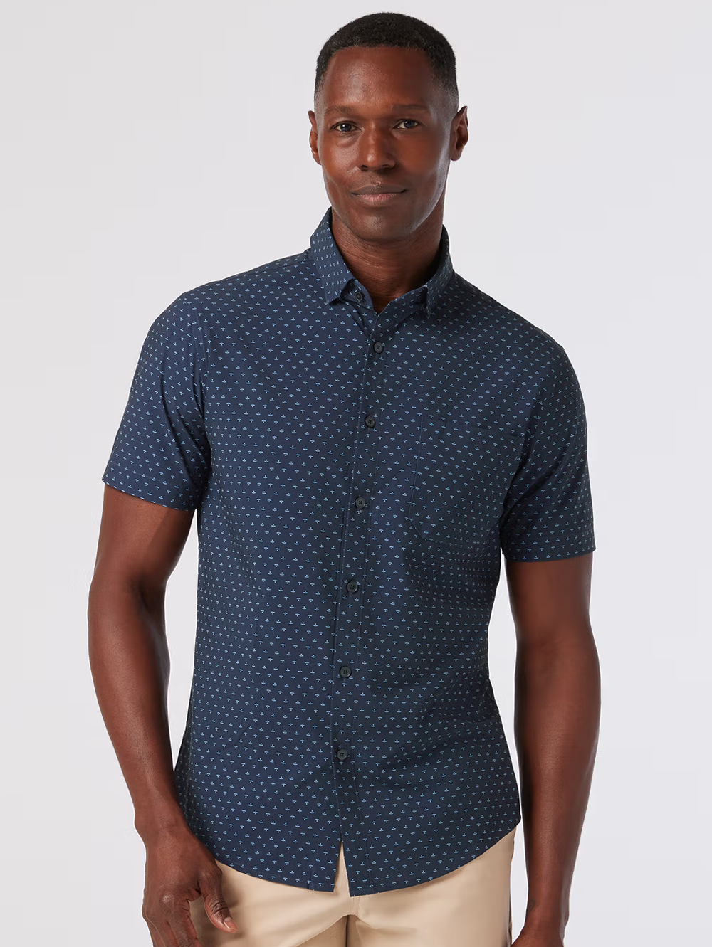 Leeward Short Sleeve in Navy Dotted Leaf