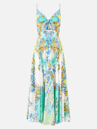 Dial Up The Tiles Long Dress With Tie Front