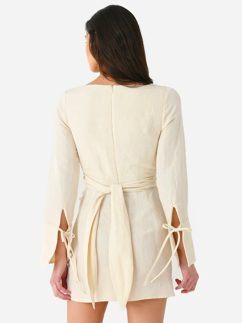 Linen Mini Wrap Dress
